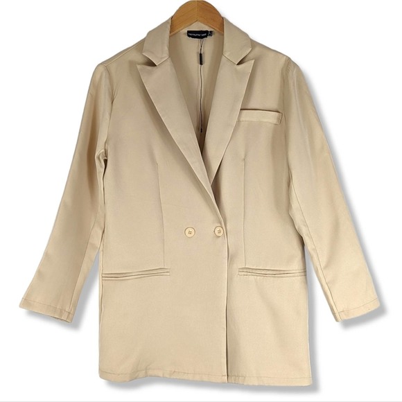 PRETTY LITTLE THING Neutral Cream Fitted Blazer: US Women's 8 - Picture 1 of 10